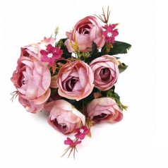  11 fejes boglárka csokor - Fáradt rózsaszín - 33 cm 