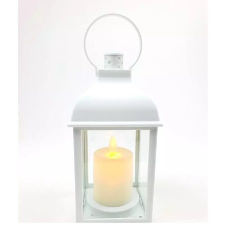 Led lámpás mozgó gyertyalánggal - Fehér - 20 cm