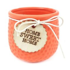 Fa cimkés Sweet Home kaspó - Narancs - 9x9x9 cm 