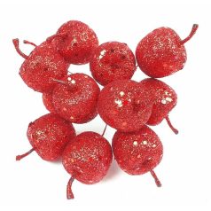  Glitteres alma pikk - Piros - 2 cm - 12 db/köteg