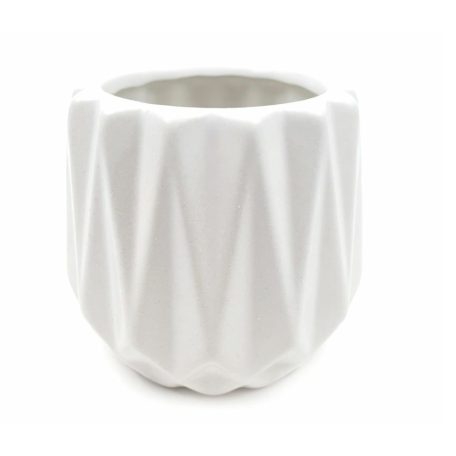 Csepp alakú bordás kaspó - Fehér - 9,5x9,5x8,5 cm