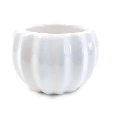 Bordázott gömb kaspó - Fehér - 9x9x6 cm