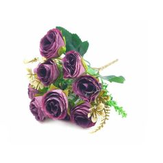  10 fejes vegyes rózsa csokor - Lila - 28 cm 