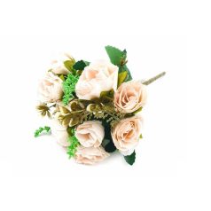  10 fejes vegyes rózsa csokor - Tört fehér - 28 cm
