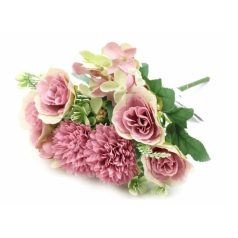   10 fejes kicsi rózsa csokor bogyóval - Világos lila - 33 cm