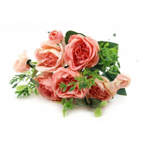  5 + 4 fejes rózsa csokor - Rózsaszín - 30 cm