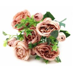 5 + 4 fejes rózsa csokor - Fáradt rózsaszín - 30 cm 