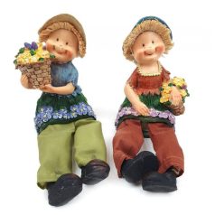  Virágkosaras lány figurák - 12,5x6,5 cm +lógóláb