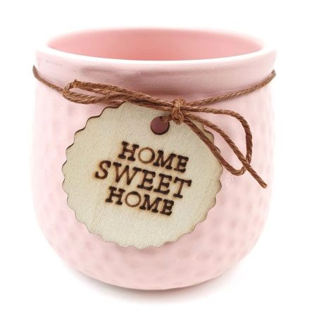  Fa cimkés Sweet Home kaspó - Rózsaszín - 7,5x7,5 cm, 9x9x9 cm