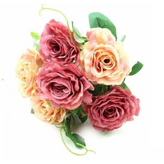 6 fejes nyílt rózsa csokor - Mályva - 36 cm