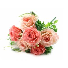 6 fejes nyílt rózsa csokor - Rózsaszín - 36 cm