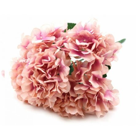 6 fejes hortenzia csokor - Cirmos rózsaszín - 43 cm