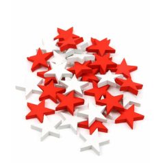    Fa dekor apró csillag - Piros-Fehér - 2,5 cm - 35 db/csomag 