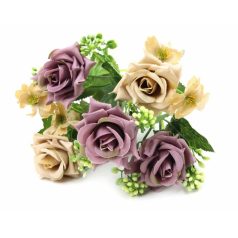 Vegyes színű kicsi csokor 74 - Lila-krém - 28 cm