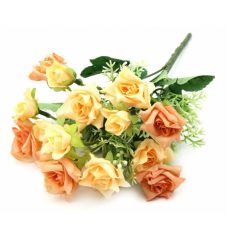 Kicsi virágú nyílt rózsa csokor - Barack - 29 cm