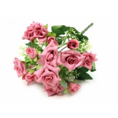   Kicsi virágú nyílt rózsa csokor - Világos mályva - 29 cm