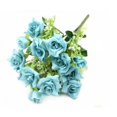 Kicsi virágú nyílt rózsa csokor - Kék - 29 cm
