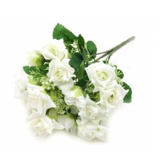 Kicsi virágú nyílt rózsa csokor - Fehér - 29 cm