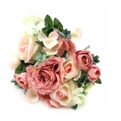  Rózsa-boglárka vegyes csokor - Rózsaszín - 31 cm