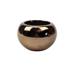 Metál gömb kaspó  - Bronz - 9x9x6 cm