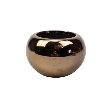 Metál gömb kaspó  - Bronz - 9x9x6 cm