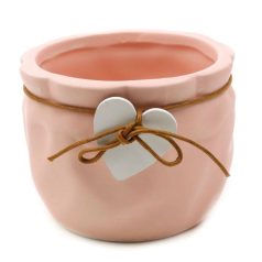 Fa szíves kerámia kaspó - Rózsaszín - 10x7,5 cm 