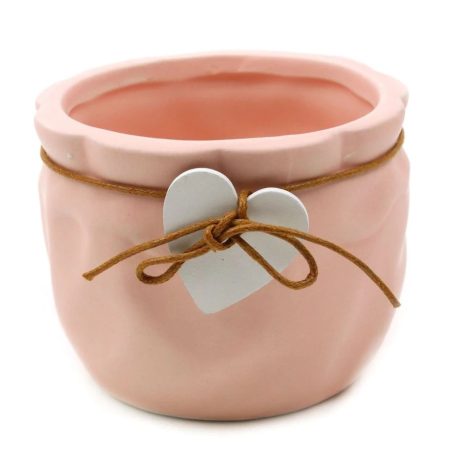  Fa szíves kerámia kaspó - Rózsaszín - 10x7,5 cm 