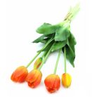 Élethű gumi tulipán csokor - Narancs - 5 szál/köteg - 38 cm