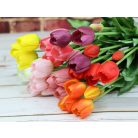 Élethű gumi tulipán csokor - Piros - 5 szál/köteg - 38 cm