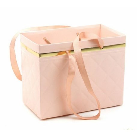  Aranyszegélyes papír táska - Rózsaszín - 18,5*10*15 cm+fül