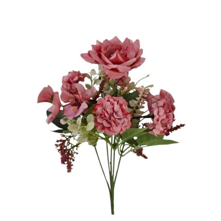 Vegyes színű kicsi csokor 84 - Fáradt rózsaszín - 30 cm