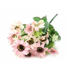  Napvirág selyem csokor - Rózsaszín - 36 cm
