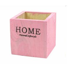  Home feliratos fa kaspó - Rózsaszín - 10,5x10,5x10,5 cm 