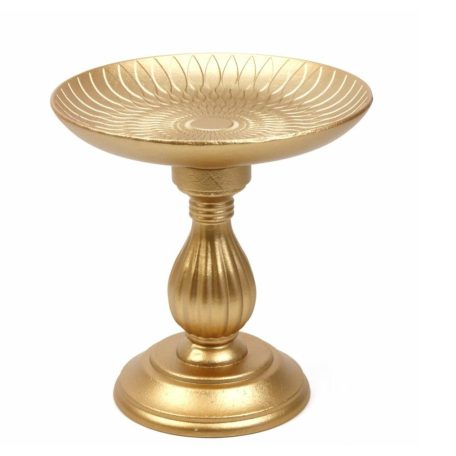 Dekor talpas tányéros oszlop - Arany - 21 cm  