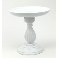 Dekor talpas tányéros oszlop - Fehér - 21 cm