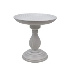 Dekor talpas tányéros oszlop - Fehér - 21 cm