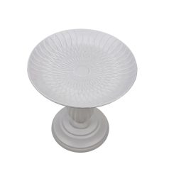 Dekor talpas tányéros oszlop - Fehér - 21 cm