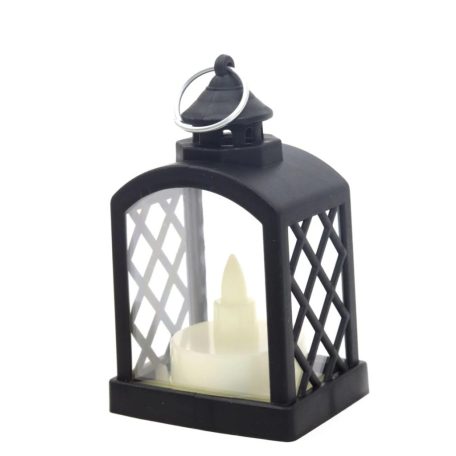 Rácsos led lámpás kicsi - Fekete - 9x4,5x5,5 cm