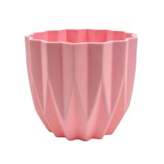 Csíkozott mintás műanyag kaspó - Rózsaszín - 9x8 cm