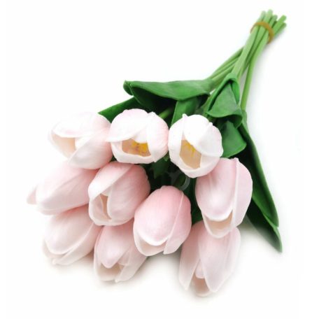 Élethű tulipán - Halvány rózsaszín - 10 szál/köteg - 33 cm