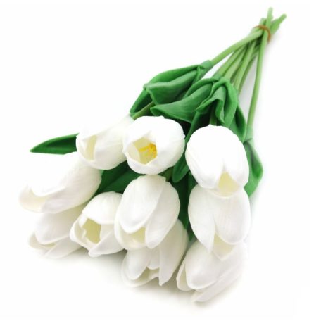 Élethű tulipán - Fehér - 10 szál/köteg - 33 cm 