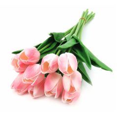   Élethű tulipán - Cirmos rózsaszín - 9 szál/köteg - 33 cm 
