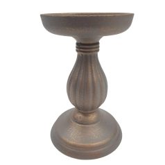 Dekor talpas gyertyatartó - Antik szürke - 17 cm