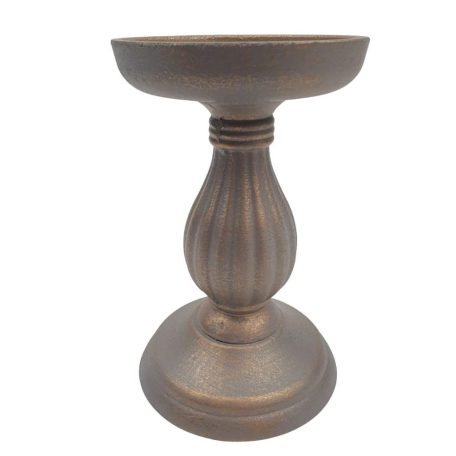 Dekor talpas gyertyatartó - Antik szürke - 17 cm