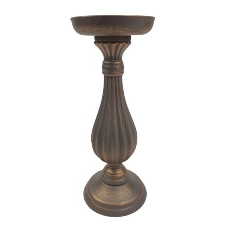 Dekor talpas gyertyatartó - Antik szürke - 28 cm
