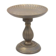 Dekor talpas tányéros oszlop - Antik szürke - 21 cm