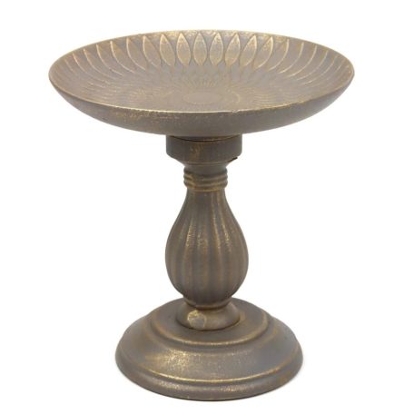 Dekor talpas tányéros oszlop - Antik szürke - 21 cm