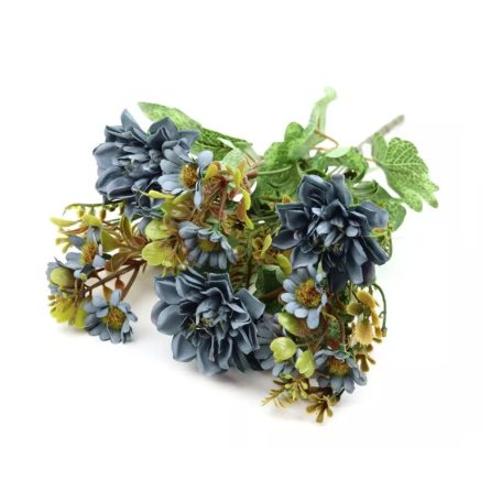 Dália csokor színes bogyós kiegészítővel - Kék - 35 cm 