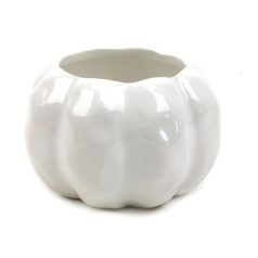 Tök formájú kaspó - Fehér - 10x10x6 cm 