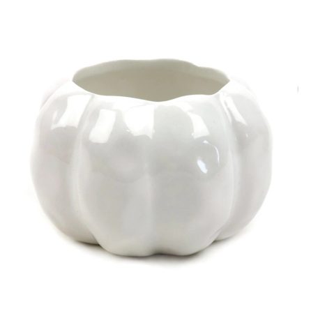 Tök formájú kaspó - Fehér - 10x10x6 cm 